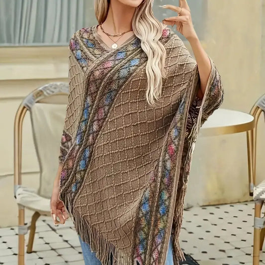 ChicCover - Poncho med V-hals til Dame Motelys