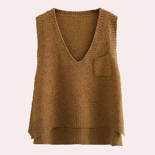 Strikket dame cardigan med V Motelys