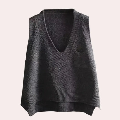 Strikket dame cardigan med V Motelys
