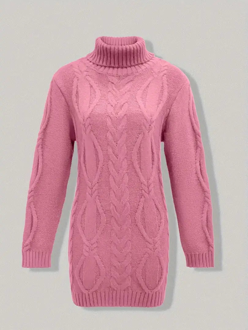 Dame Flettestrikket Turtleneck Genser - Klassisk Langermet for Høst og Vinter Motelys