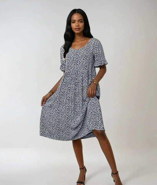 StyleWave - Prikkete Midikjole for Trendy Look Motelys