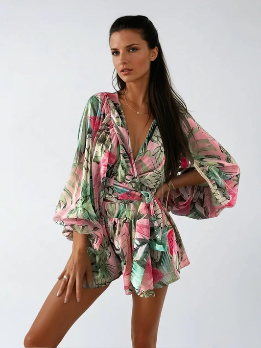 VibeTrend - Sommerlig Jumpsuit Med Dyp V-Hals For Enkslende Stiler Motelys