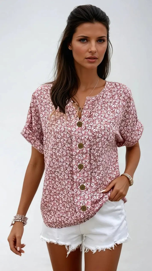 Blomstret sommerbluse Motelys