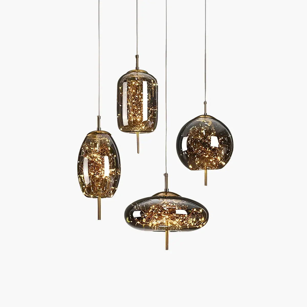 GlassArtistry - Unik Pendellampe i Brunt Glass for Stilig Belysning Motelys