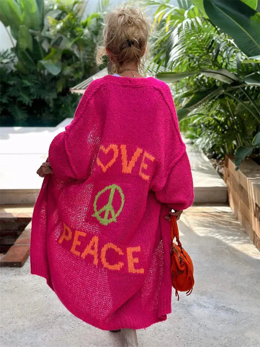 BohoVibe - Lang Cardigan i Hippiestil for Unik Uttrykk Motelys