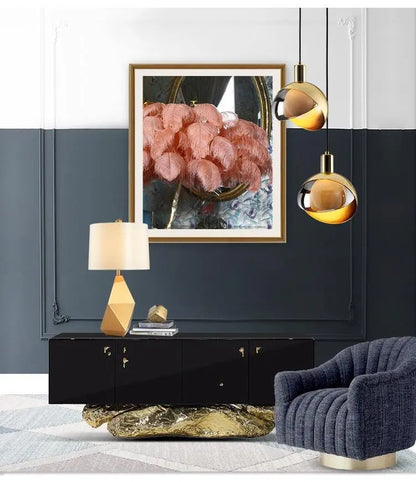 LuxeGlow - Fantastisk Pendellampe i Gullglass for Elegant Belysning Motelys