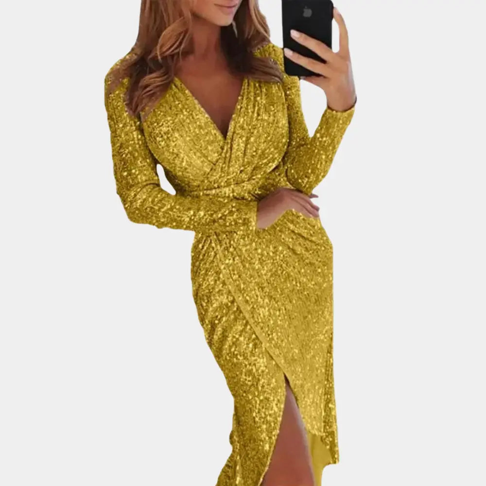 GlamSparkle - Funky Paljettkjole Med Spalte For En Uforglemmelig Kveld Motelys