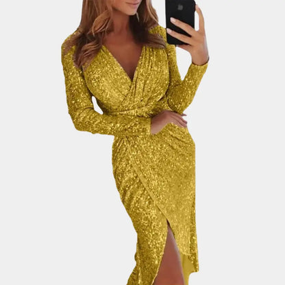 GlamSparkle - Funky Paljettkjole Med Spalte For En Uforglemmelig Kveld Motelys