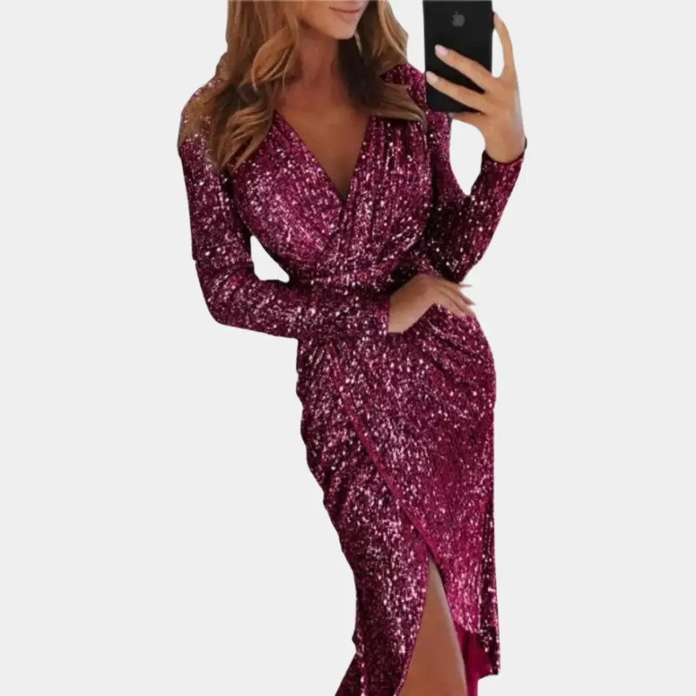 GlamSparkle - Funky Paljettkjole Med Spalte For En Uforglemmelig Kveld Motelys
