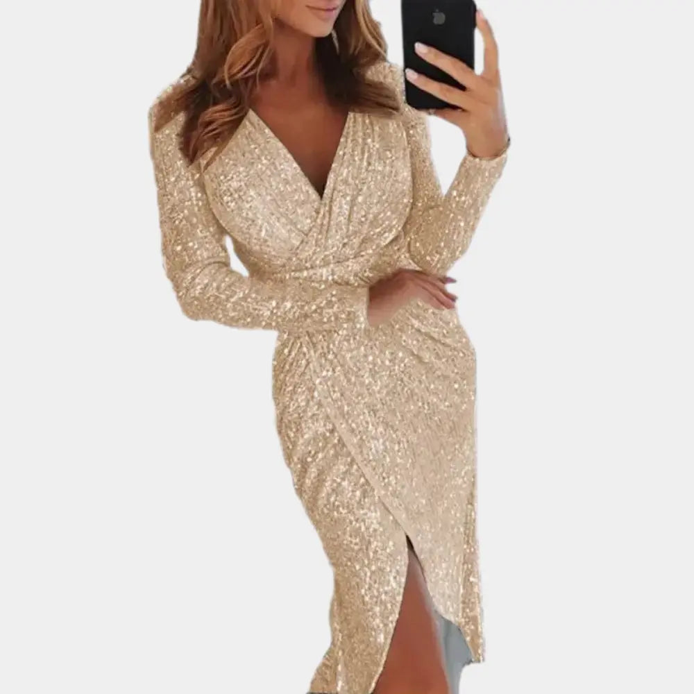 GlamSparkle - Funky Paljettkjole Med Spalte For En Uforglemmelig Kveld Motelys
