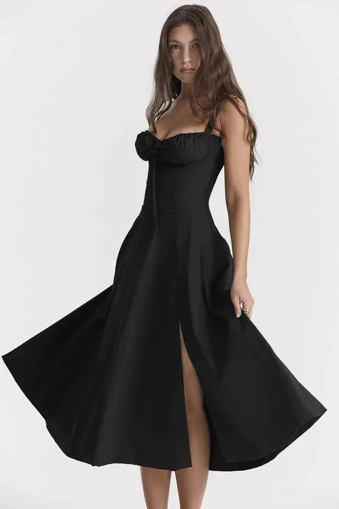 BellaFlair - Blomstrete Bustier Midi Kjole Motelys