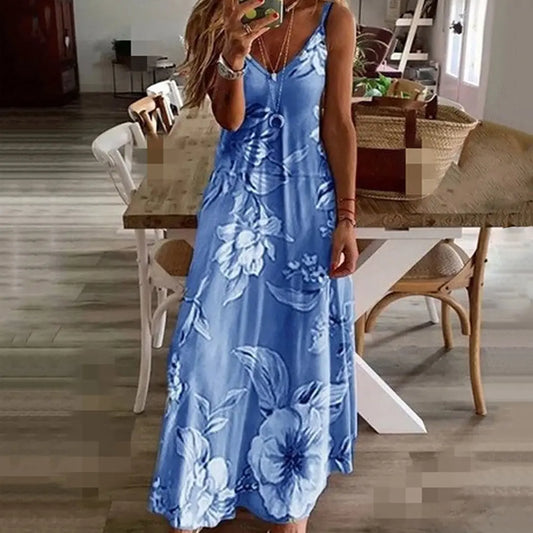 ChicBloom - Blomstret Kjole med V-hals for En Feminin Look Motelys