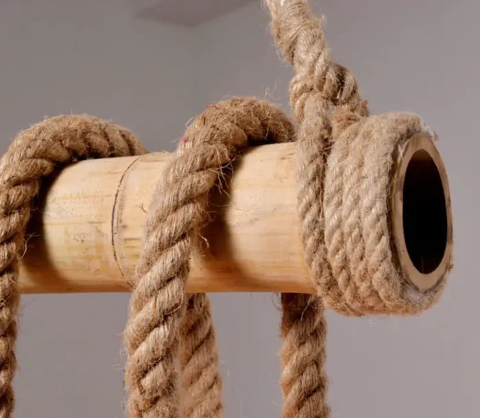 Pendellampe i tre med tau Motelys