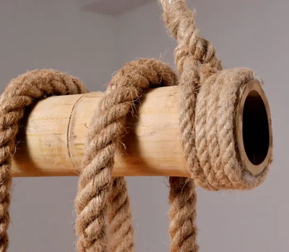 Pendellampe i tre med tau Motelys