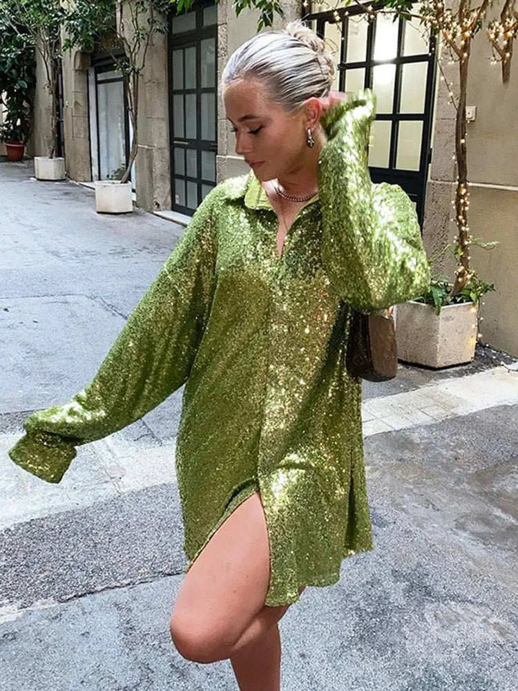 GlamShine - Stilig Glitterbluse til Kvinner for Fantastiske Anledninger Motelys