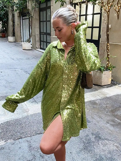 GlamShine - Stilig Glitterbluse til Kvinner for Fantastiske Anledninger Motelys