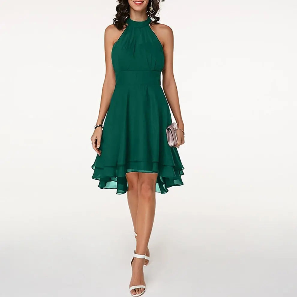 NoireLuxe - Elegant Halterneck Maxi Kjole Motelys