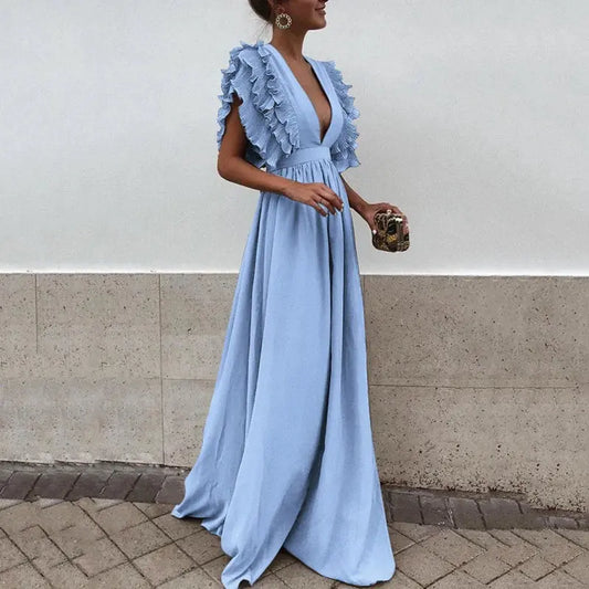 ChicAura - Trendy Kjole med Rynkede Ermer for Stilige Anledninger Motelys