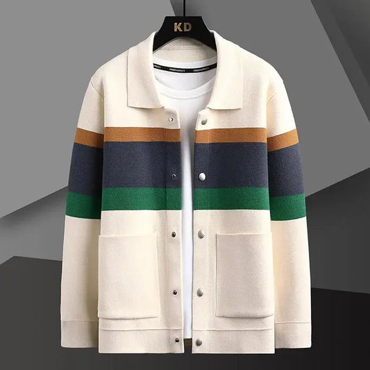 ChicNest - Stripete Cardigan for Menn med Trendy Touch Motelys