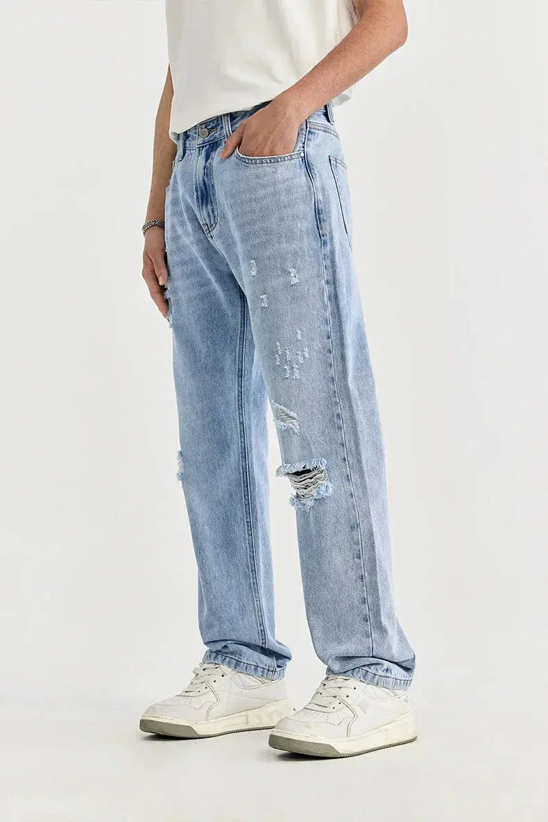 StyleEdge - Ripped Slim Fit Jeans Med Trendy Design Motelys