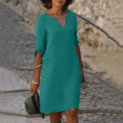 LuxeBreeze - Elegant Sommer Midi Kjole Motelys