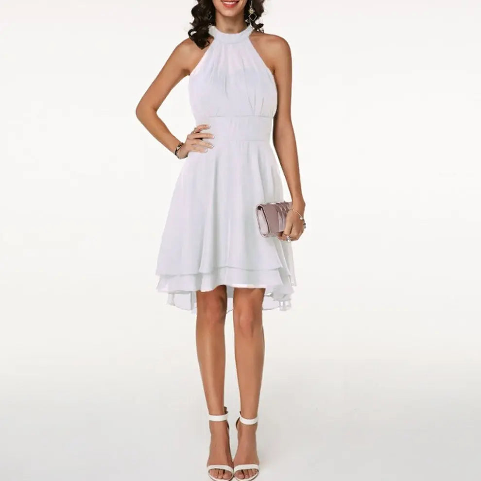 NoireLuxe - Elegant Halterneck Maxi Kjole Motelys
