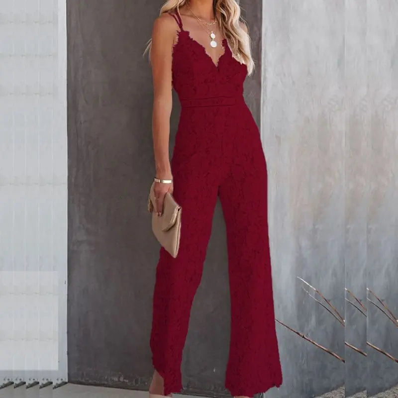 ChicStyle - Elegante Jumpsuit med Blonder for Sofistikert Utseende Motelys