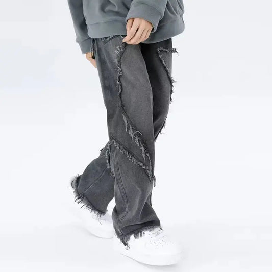 UrbanChill - Overdimensjonerte Jeans Med Rifter For Trendy Utseende Motelys