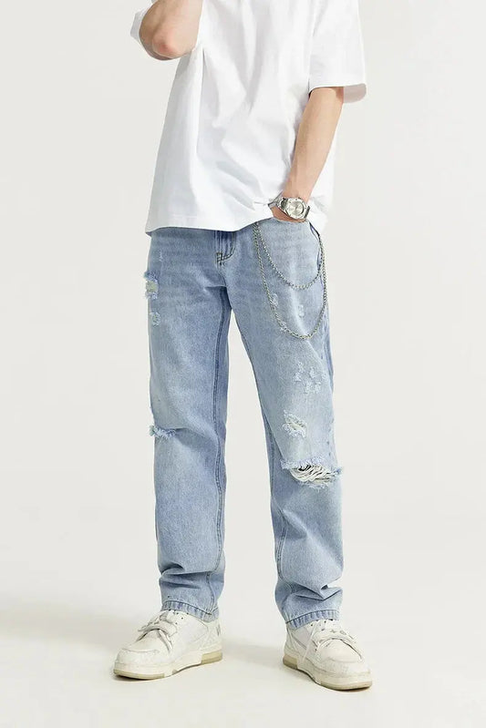 StyleEdge - Ripped Slim Fit Jeans Med Trendy Design Motelys