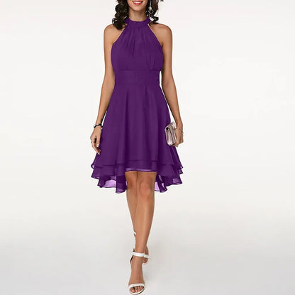 NoireLuxe - Elegant Halterneck Maxi Kjole Motelys