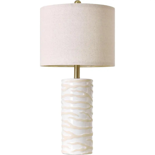 LumaGlow - Stilig Hvit Bordlampe i Keramikk for Koselig Belysning Motelys