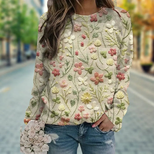 FloralVibes - Trendy Blomstrete Genser for Enkelt Livsdesign Motelys