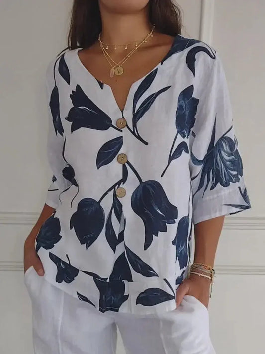 Bluse med V-hals Motelys