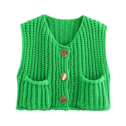 CozyStyle - Trendy Kort Strikket Cardigan for Hverdagsbruk Motelys