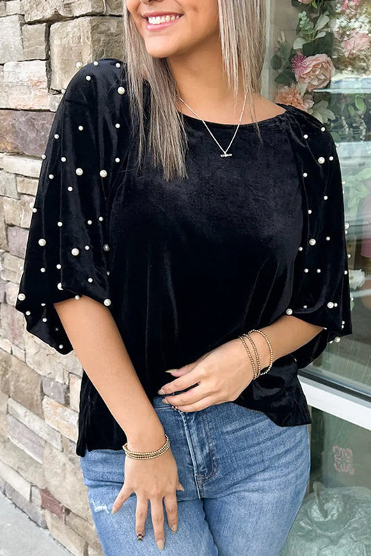 LuxiWear - Elegant Fløyelsbluse til Kvinner for Hverdagsstil Motelys