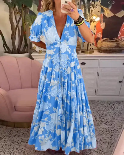 FloralVibes - Elegant Blomstret Kjole for Hver Anledning Motelys