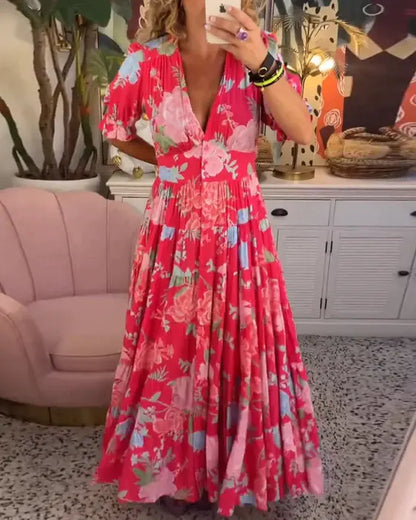 FloralVibes - Elegant Blomstret Kjole for Hver Anledning Motelys