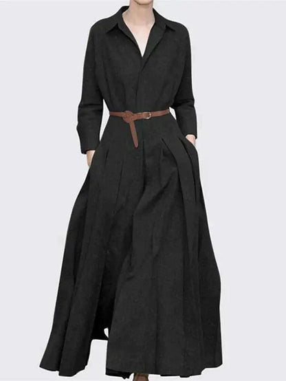 GlamourWear - Elegant Maxikjole med Plisseringer for Vår og Sommer Motelys