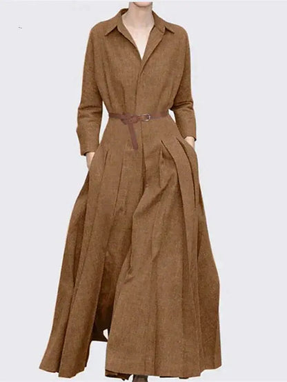 GlamourWear - Elegant Maxikjole med Plisseringer for Vår og Sommer Motelys