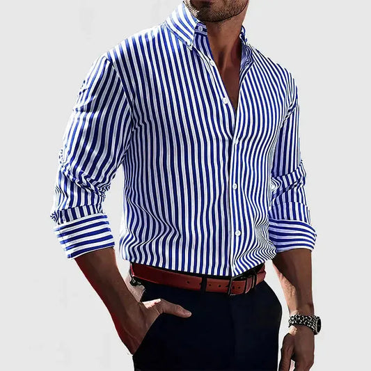 ChicStyle - Stripete Herreskjorte for Elegant Hverdag Motelys