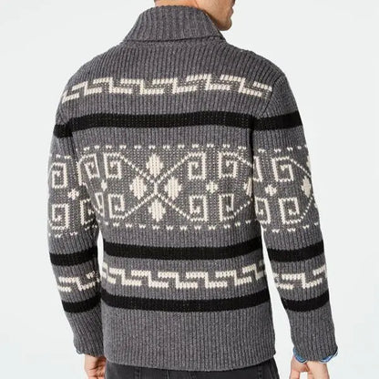 TrendCraft - Cardigan med Geometrisk Trykk for Menn i Unik Stil Motelys