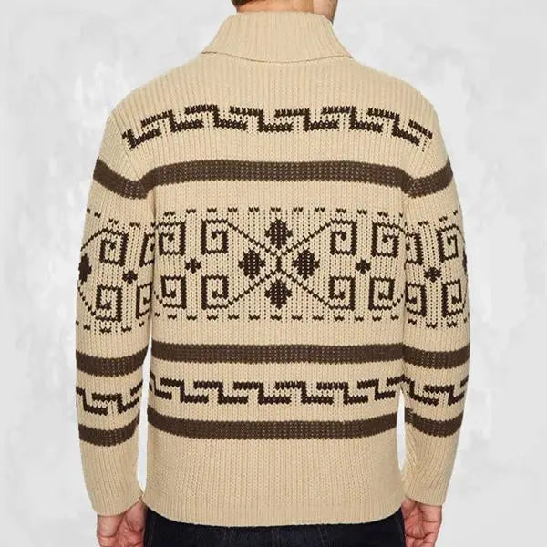 TrendCraft - Cardigan med Geometrisk Trykk for Menn i Unik Stil Motelys