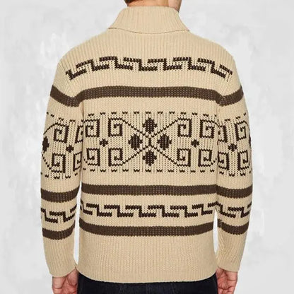 TrendCraft - Cardigan med Geometrisk Trykk for Menn i Unik Stil Motelys