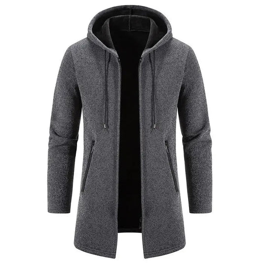 Herre Luxe Fleece Chenille Hettecardigan – Stilig Komfort for Alle Anledninger Motelys