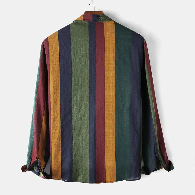 VibrantWear - Stilig Skjorte med Fargede Striper for Trendy Utseende Motelys