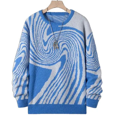VortexStyle - Herre Jacquard Strikkegenser med Abstrakt Mønster Motelys