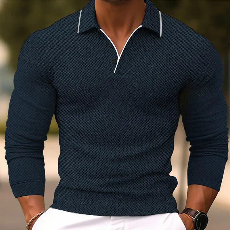 StyleWave - Trendy Langermet Poloskjorte for Vårens Look Motelys