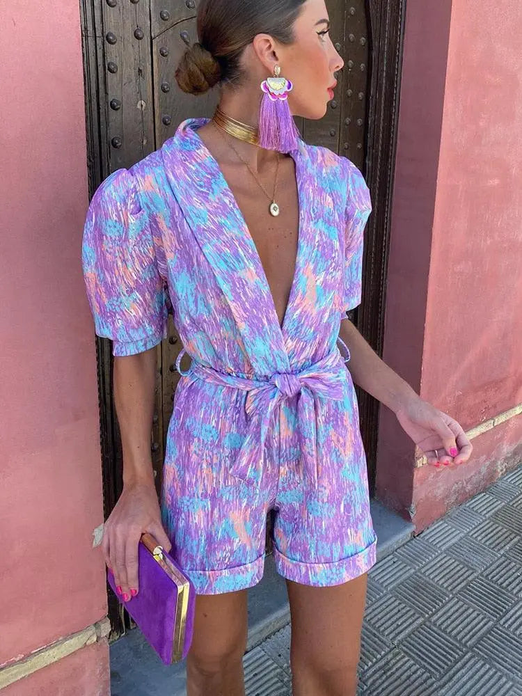 VividStyle - Fargerik Jumpsuit for Kvinner med Stil Motelys
