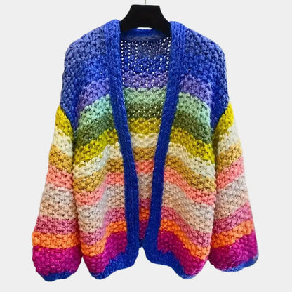 ColorVibe - Fargerik Stripete Kardigan for Damer Motelys