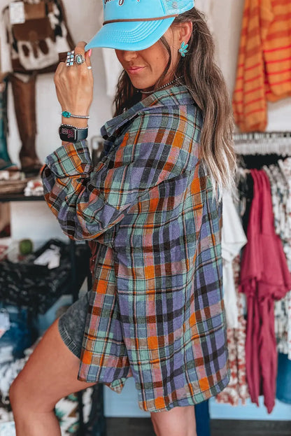ChicVibe - Trendy Løs Skjorte med Rutete Trykk for Uformell Stil Motelys